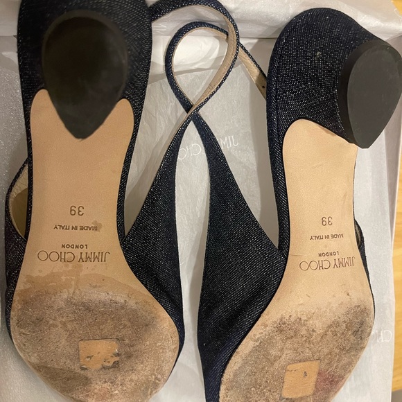 Jimmy Choo deep denim low heeled sling back size 39 - Picture 3 of 9